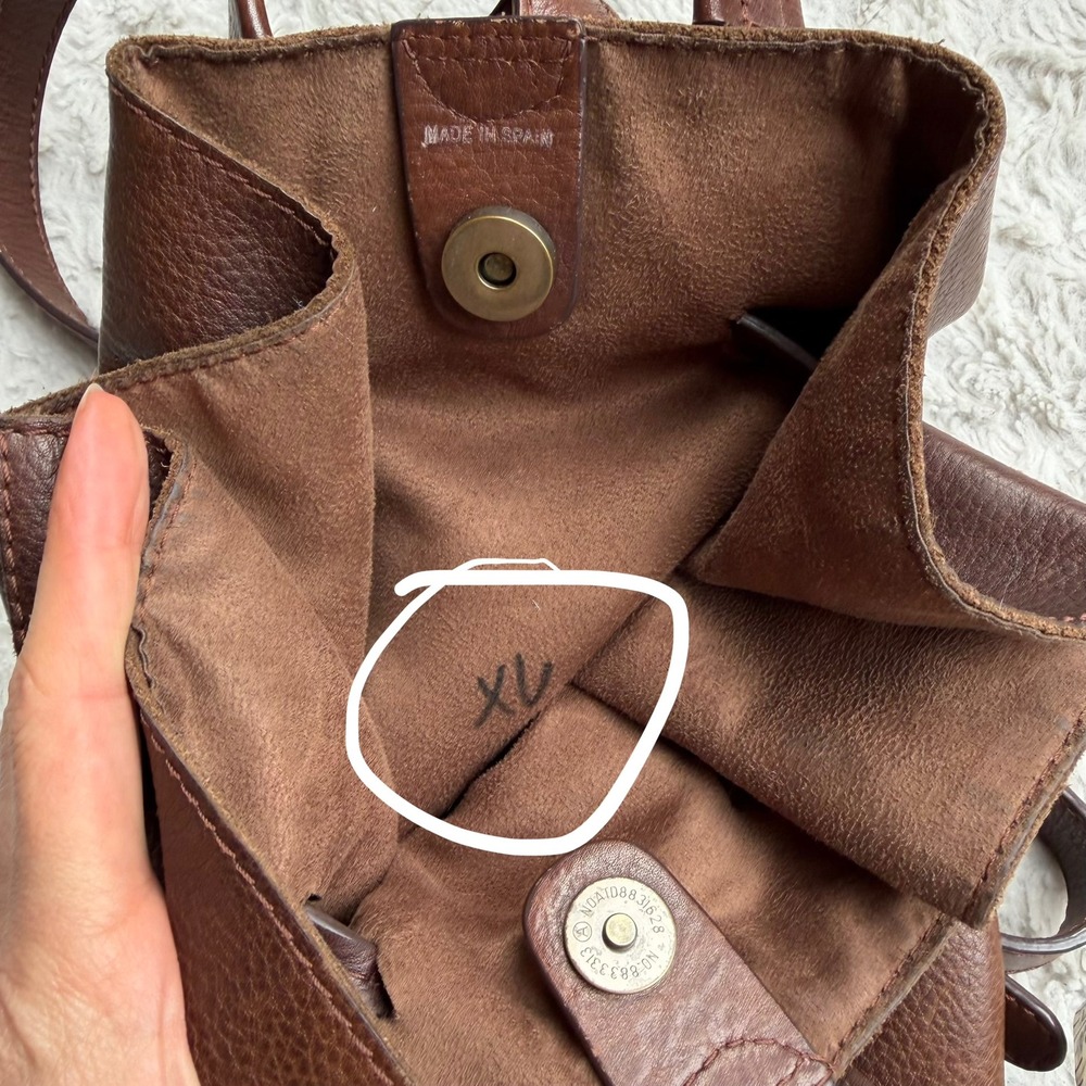 Pikolinos Brown Leather Drawstring Backpack Shoulder Bag Made in Spain Braided - Picture 5 of 14